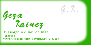 geza kaincz business card