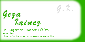 geza kaincz business card